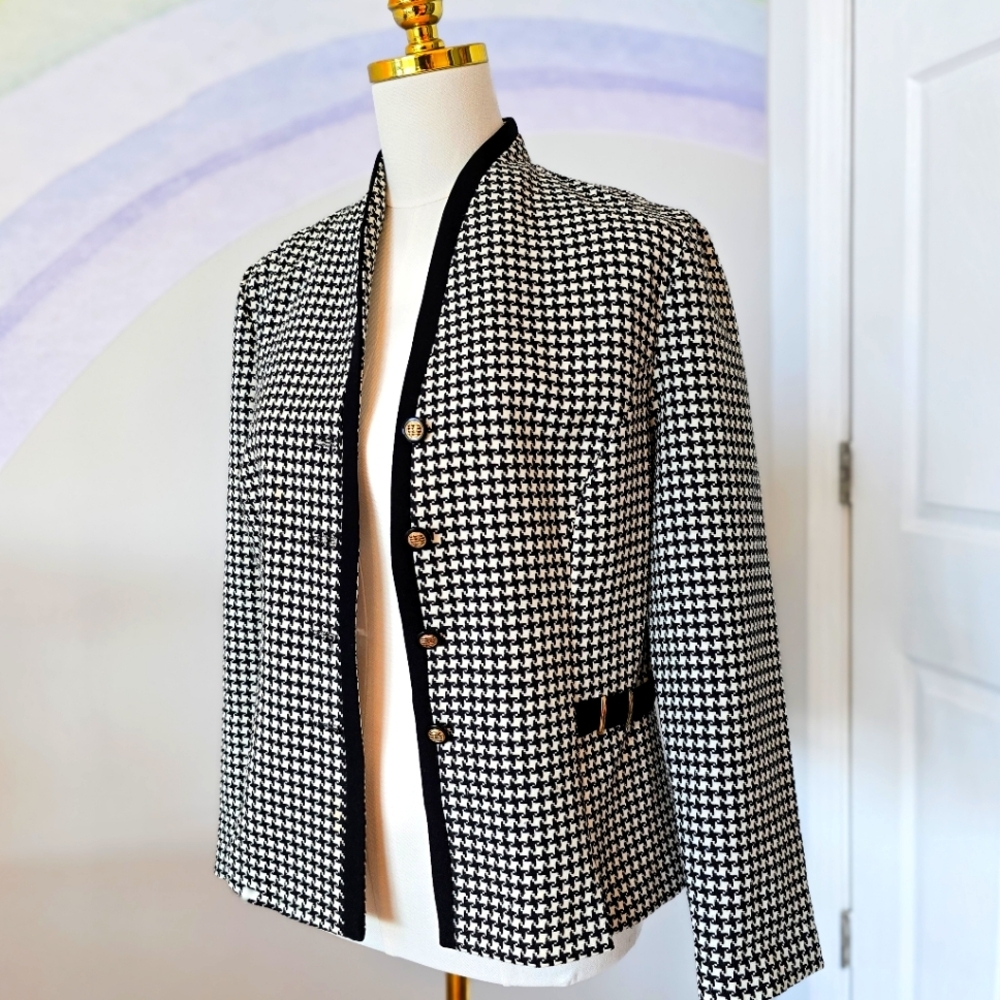 Virgo Petite | Size 12p | Black & White Houndstooth Blazer